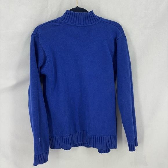 LAUREN RALPH LAUREN Gold Logo Quarter Zip Sweater royal blue pullover crest - Picture 4 of 9